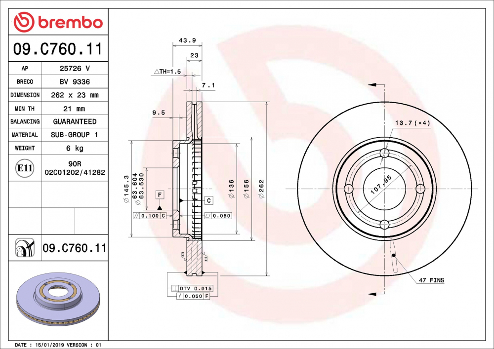 Placute frana BREMBO 09.C760.11 [2]