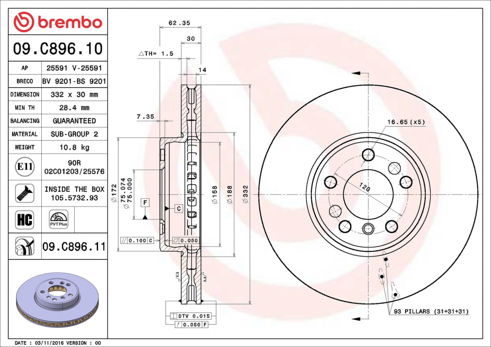Placute frana BREMBO 09.C896.11 [2]