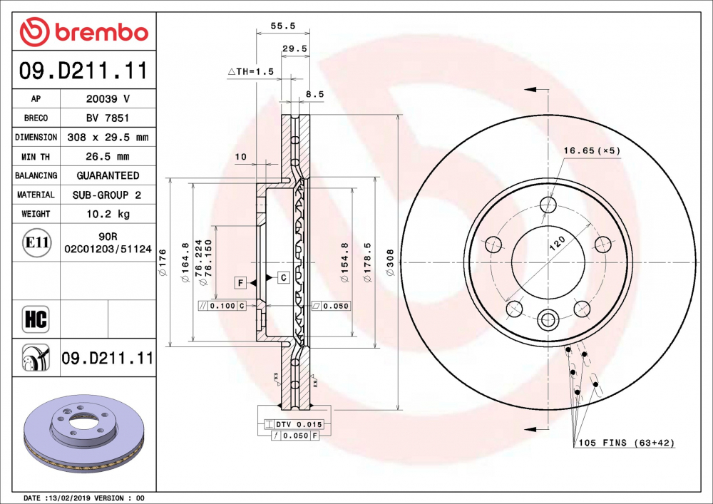 Placute frana BREMBO 09.D211.11 [1]