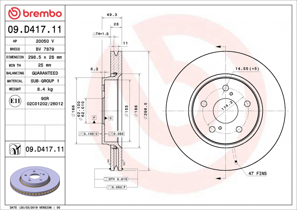 Disc frana BREMBO 09.D417.11 [2]