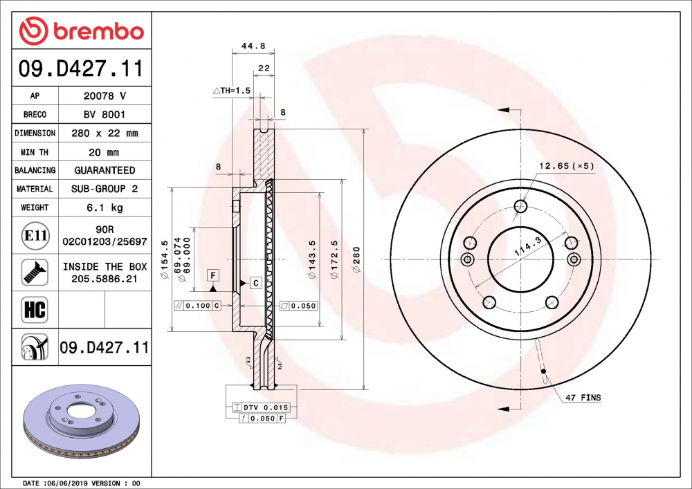 Placute frana BREMBO 09.D427.11 [1]