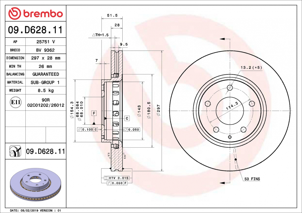 Placute frana BREMBO 09.D628.11 [2]