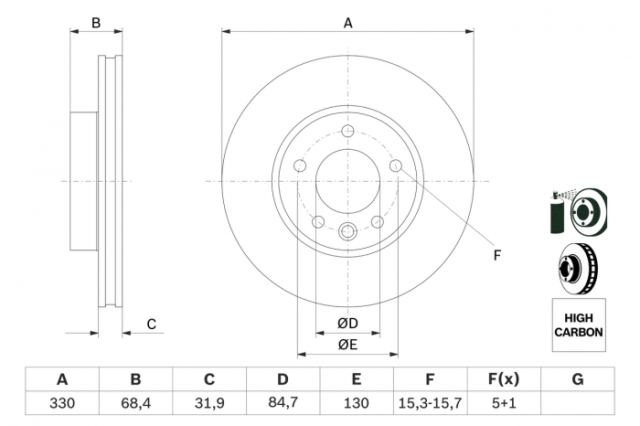 Disc frana fata dreapta BOSCH 0986479250 [4]