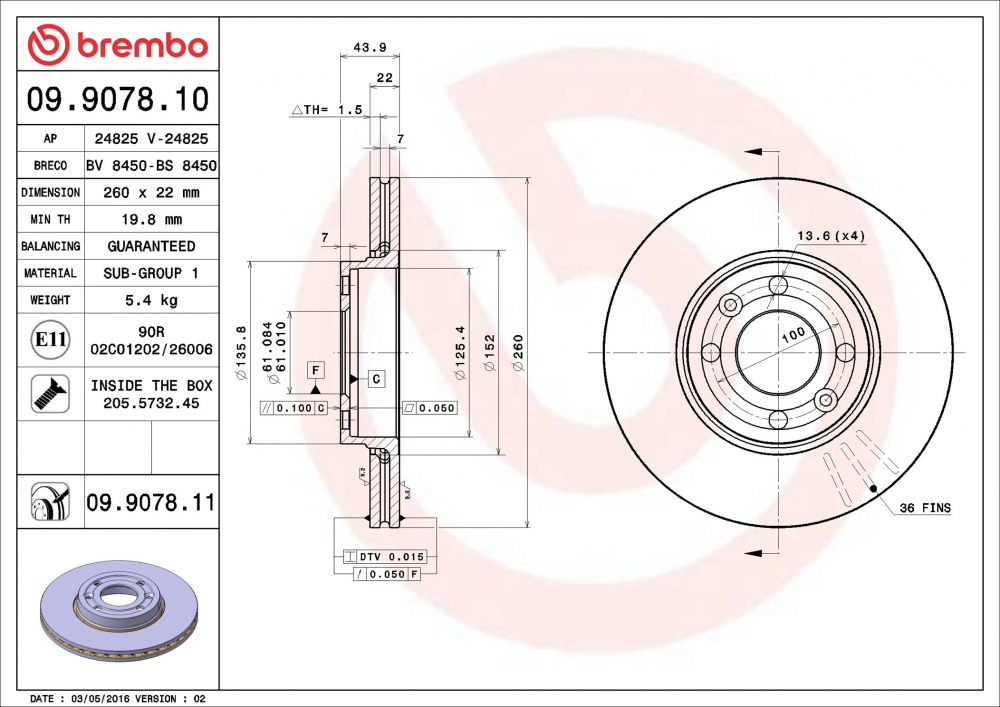 Placute frana BREMBO 09.9078.11 [2]