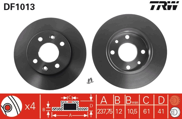 Disc frana neventilat fata 238x12 (14``) log./sand TRW DF1013 [2]