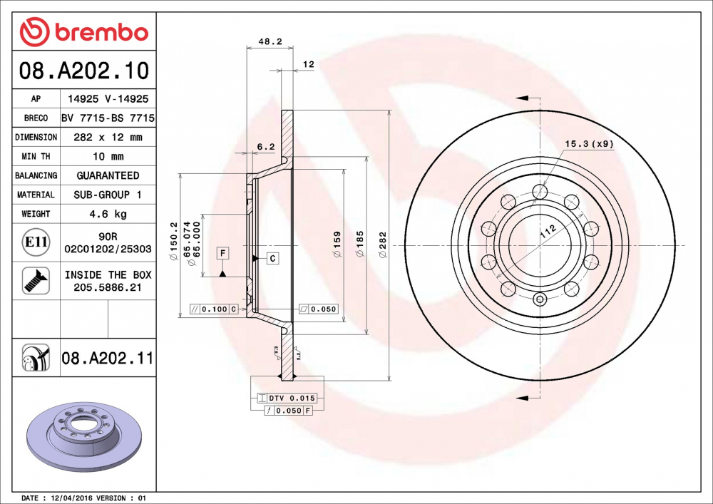 Placute frana BREMBO 08.A202.11 [1]