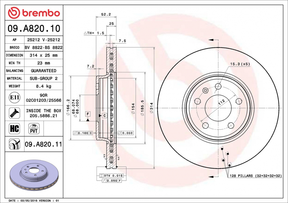 Placute frana BREMBO 09.A820.11 [1]