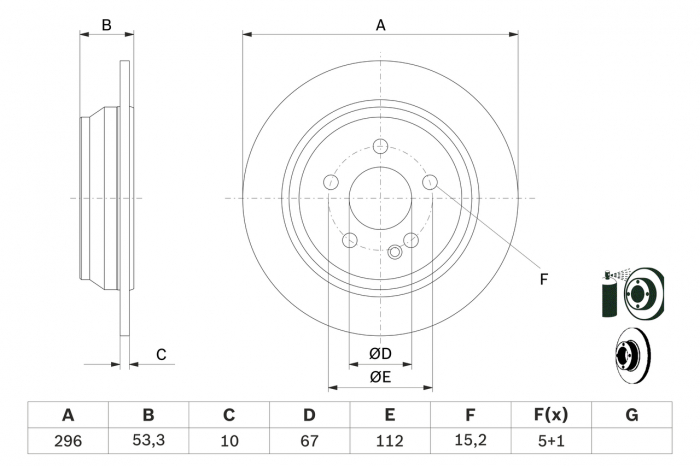 Disc frana spate BOSCH 0986479138 [1]