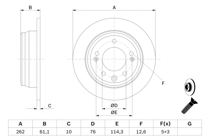 Disc frana spate BOSCH 0986479508 [1]