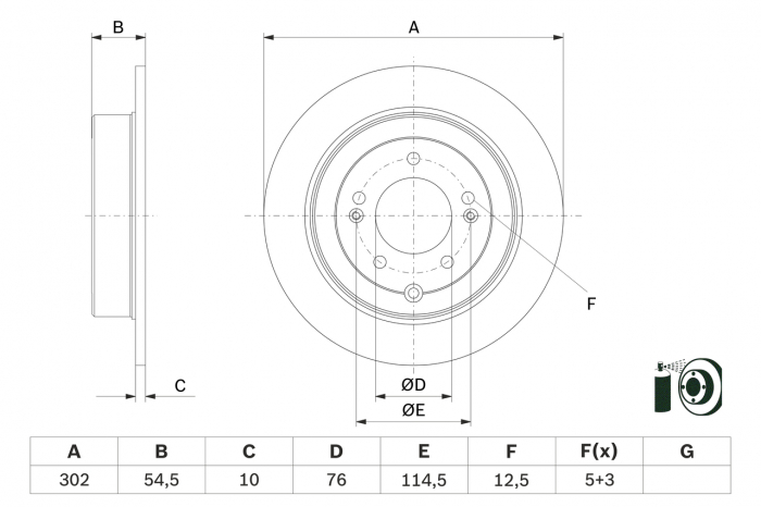 Disc frana spate BOSCH 0986479e45 [1]