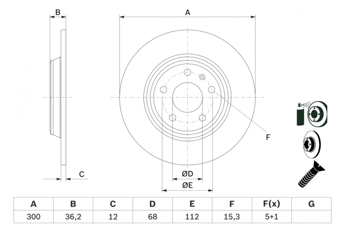 Disc frana spate BOSCH 0986479382 [5]
