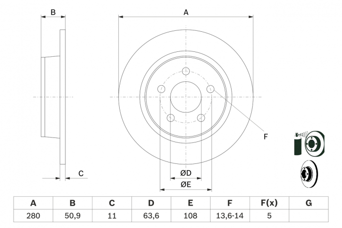 Disc frana spate BOSCH 0986479762 [1]