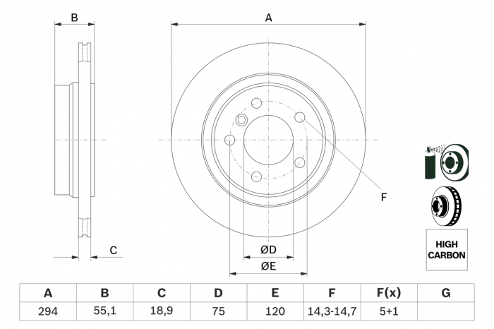 Disc frana spate BOSCH 0986478570 [5]