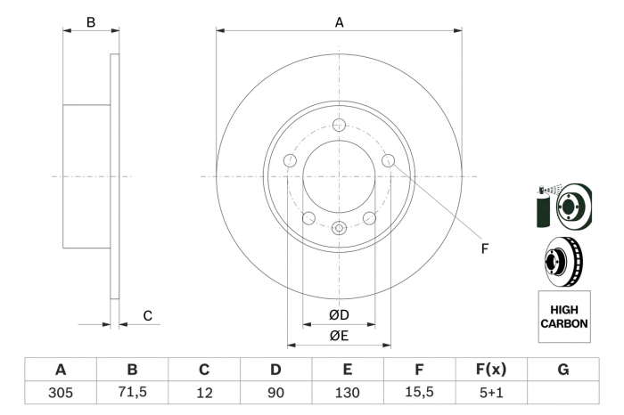 Disc frana spate BOSCH 0986479717 [1]