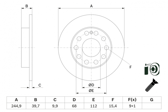 Disc frana spate BOSCH 0986478986 [1]