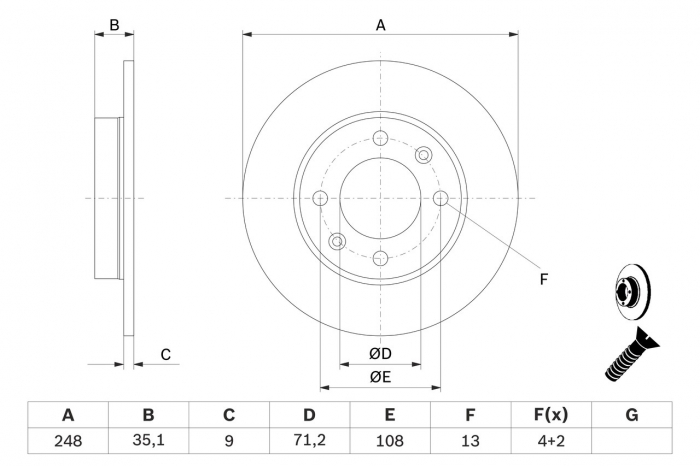 Disc frana spate BOSCH 0986478608 [1]