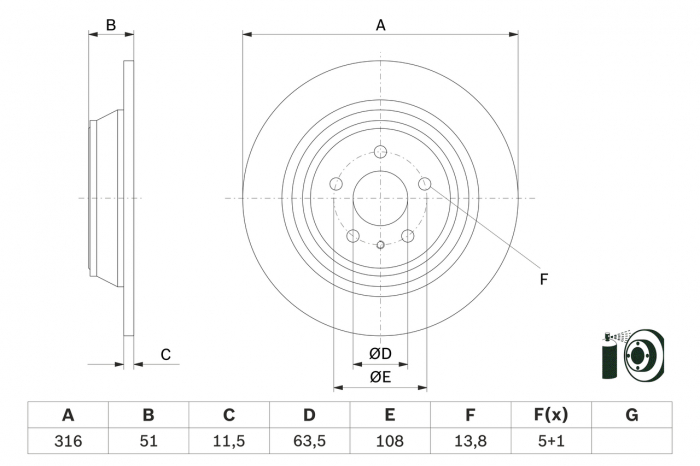 Disc frana spate BOSCH 0986479d86 [3]