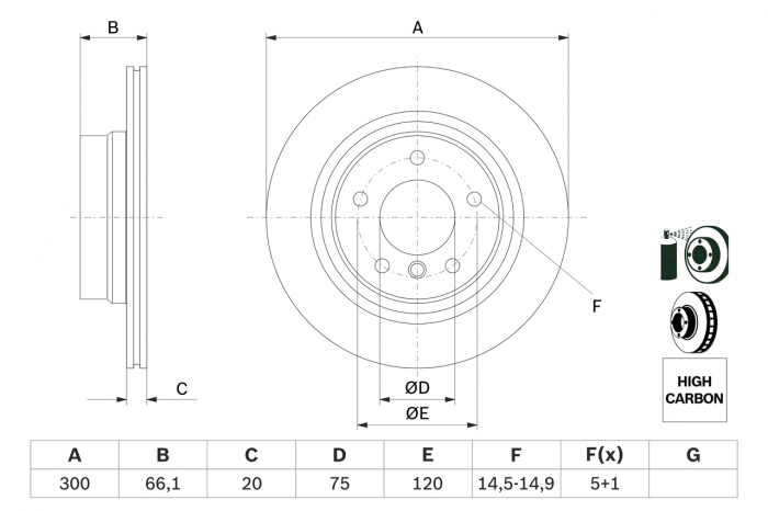Disc frana spate BOSCH 0986479218 [1]
