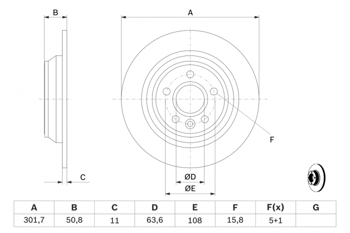 Disc frana spate BOSCH 0986479254 [4]