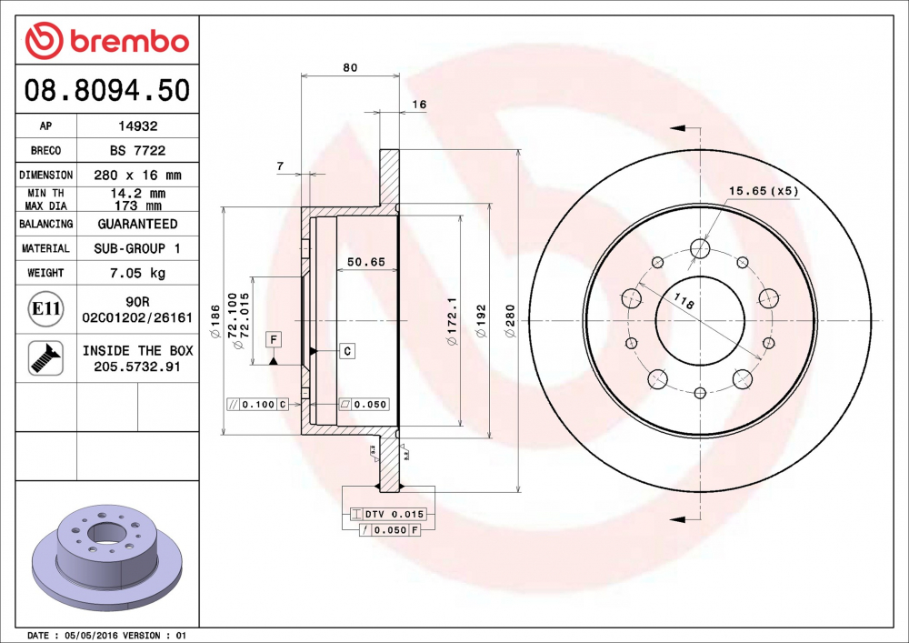 Placute frana BREMBO 08.8094.50 [1]