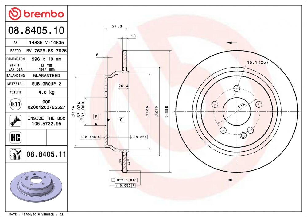 Placute frana BREMBO 08.8405.11 [1]
