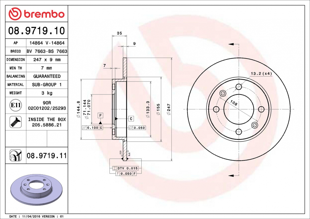 Placute frana BREMBO 08.9719.11 [2]
