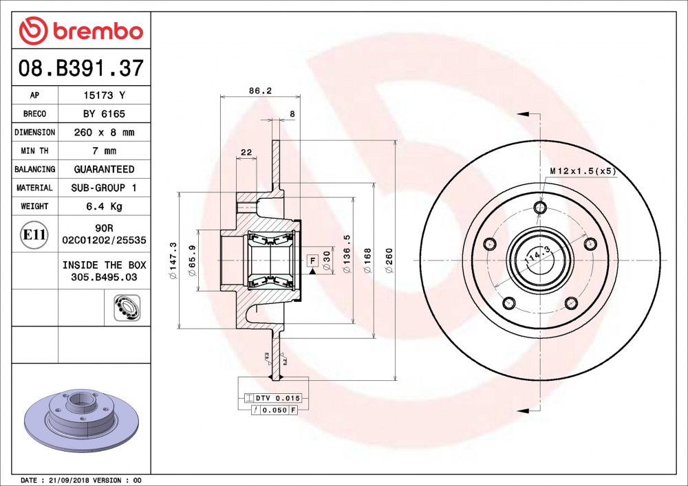 Placute frana BREMBO 08.B391.37 [1]