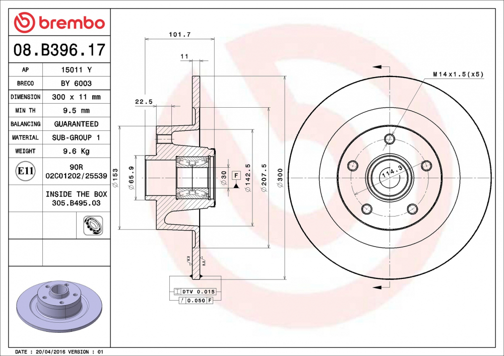 Placute frana BREMBO 08.B396.17 [1]