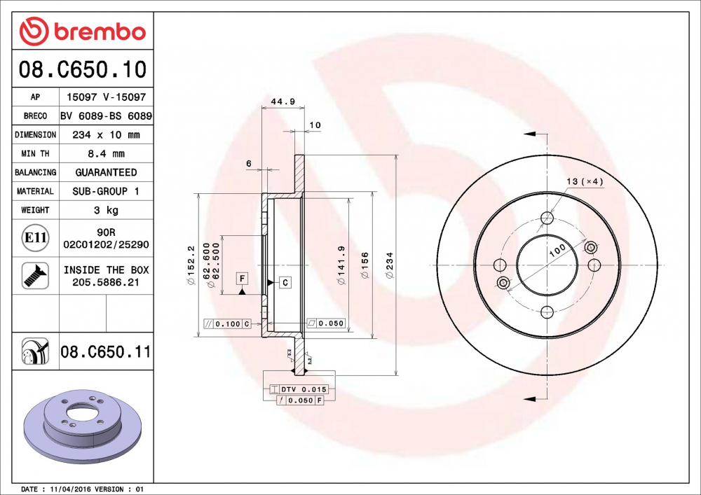 Placute frana BREMBO 08.C650.11 [1]