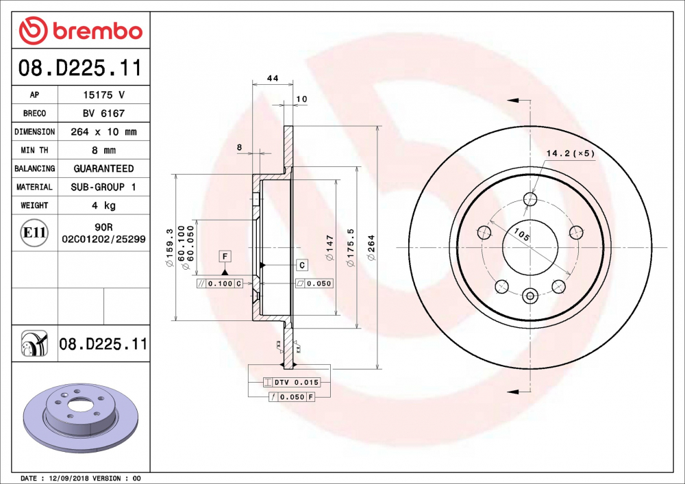 Placute frana BREMBO 08.D225.11 [1]