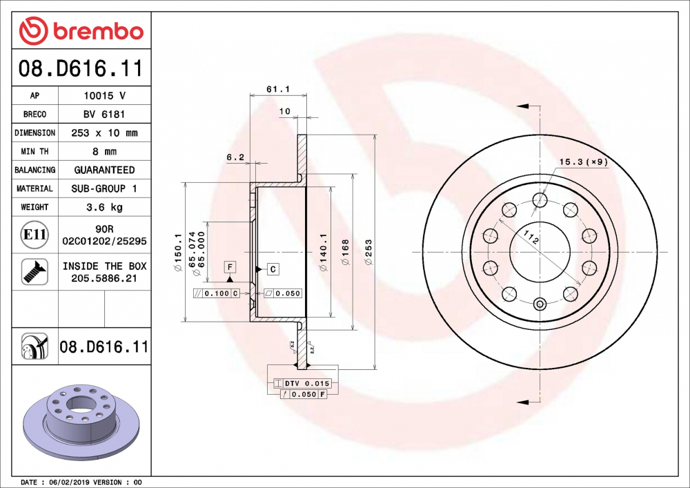 Disc frana BREMBO 08.D616.11 [1]