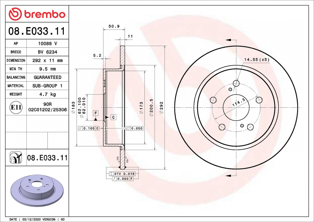 Placute frana BREMBO 08.E033.11 [1]