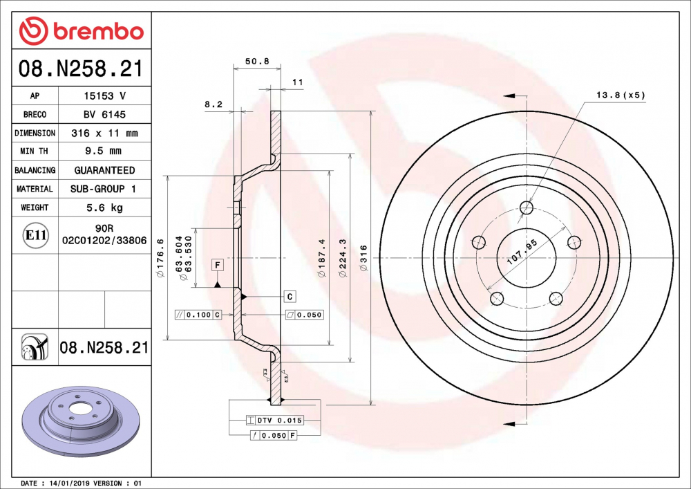 Placute frana BREMBO 08.N258.21 [2]