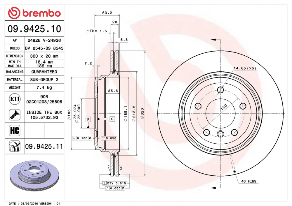 Placute frana BREMBO 09.9425.11 [1]
