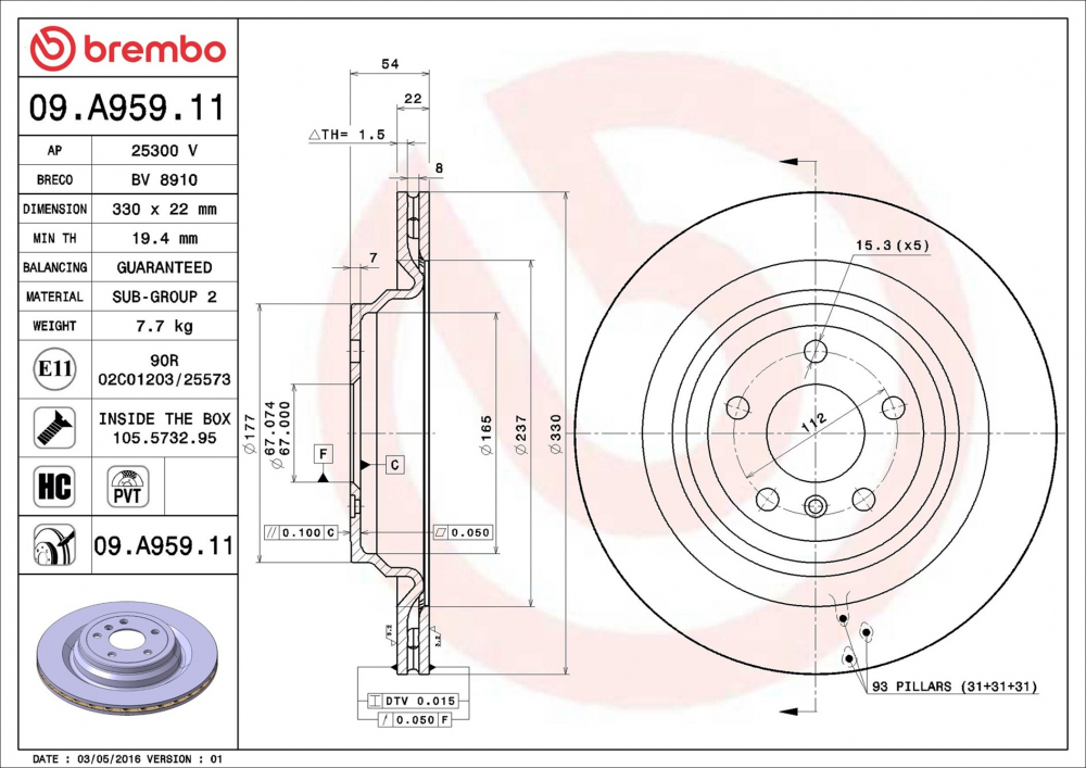 Placute frana BREMBO 09.A959.11 [2]