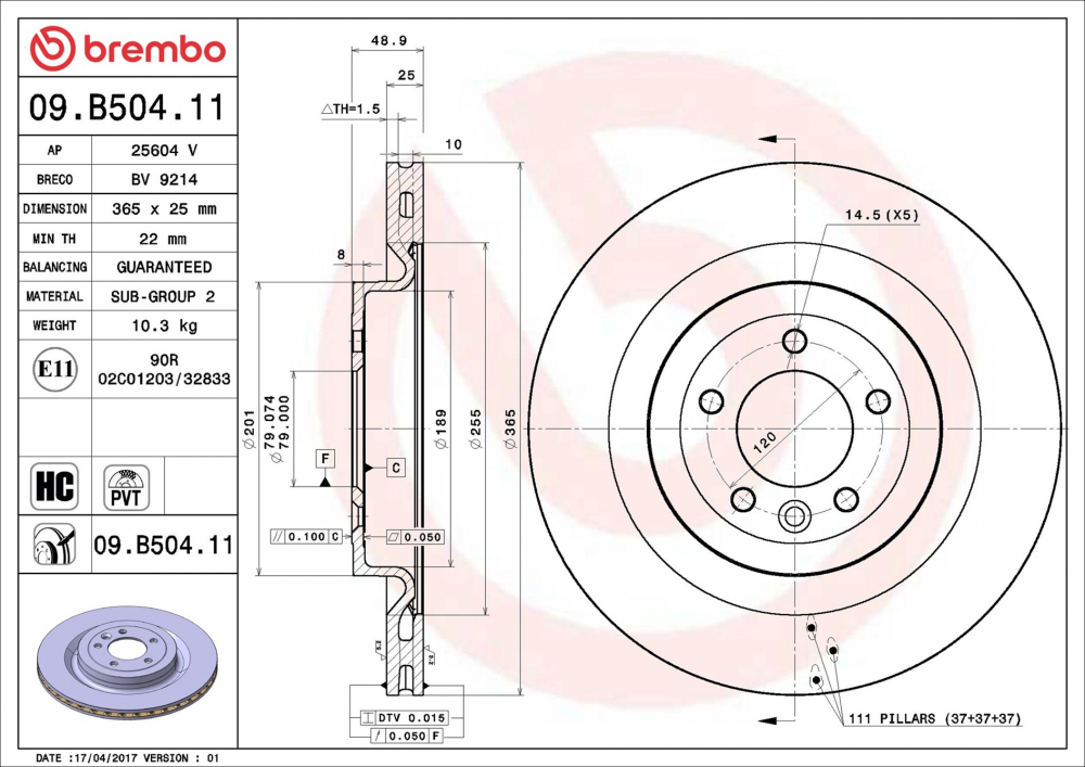 Placute frana BREMBO 09.B504.11 [2]