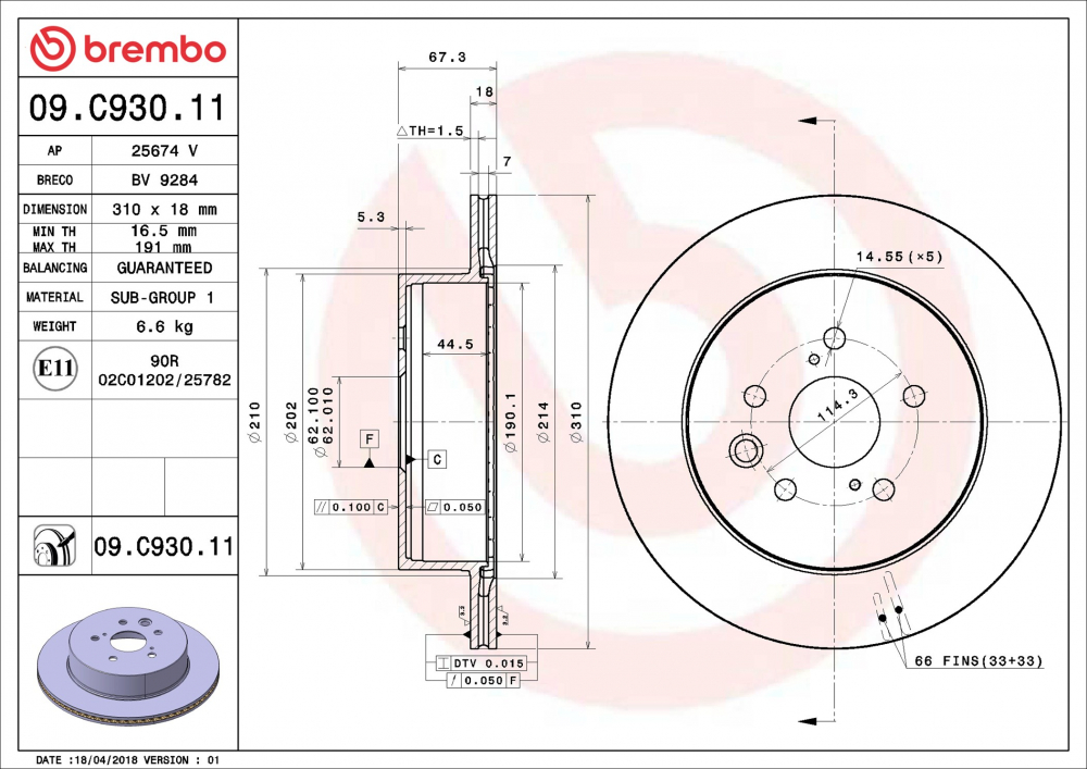 Placute frana BREMBO 09.C930.11 [2]