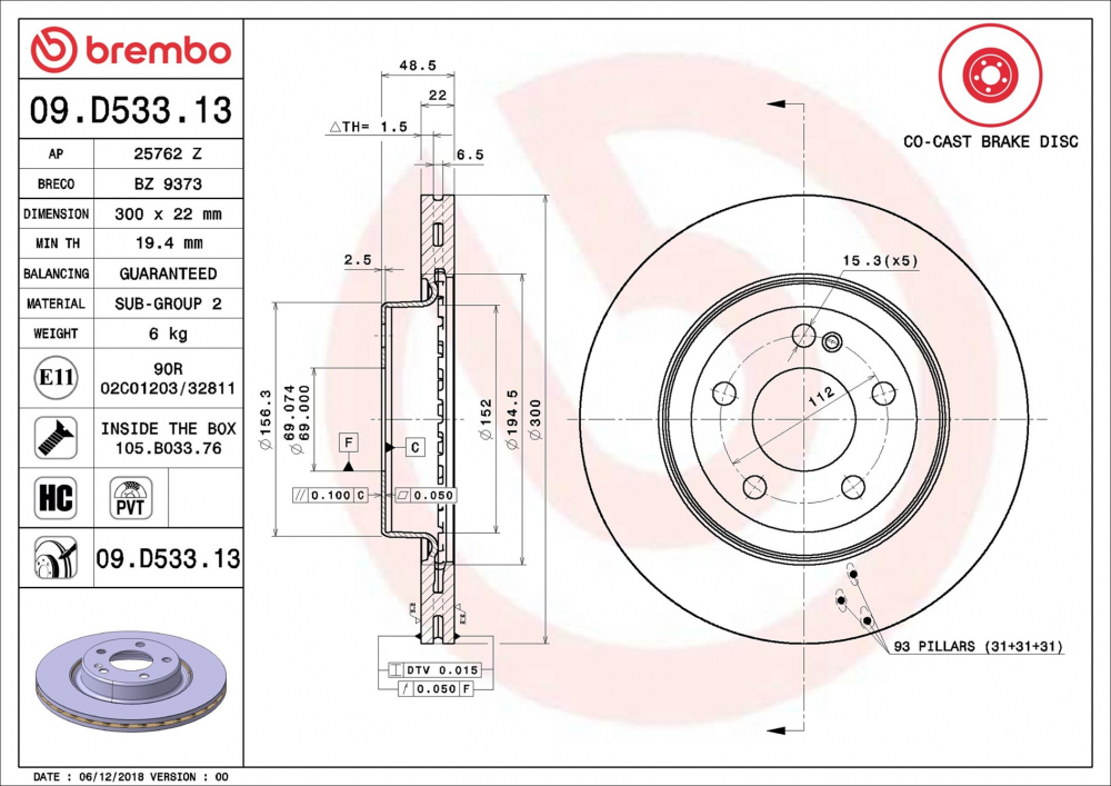 Placute frana BREMBO 09.D533.13 [2]