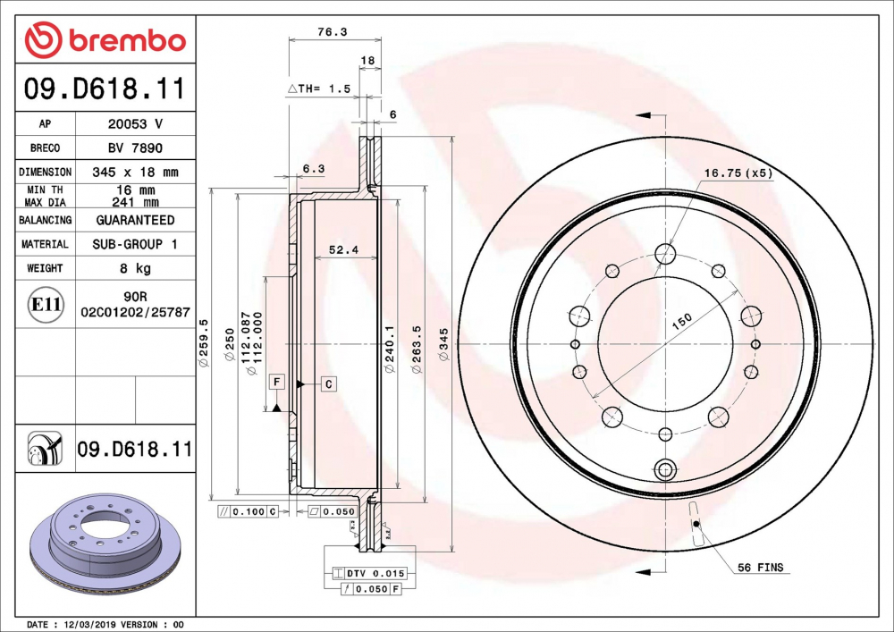 Placute frana BREMBO 09.D618.11 [2]