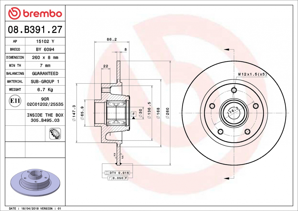 Placute frana BREMBO 08.B391.27 [1]