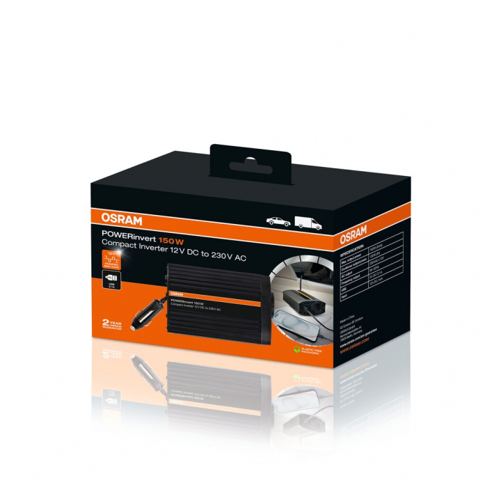 Invertor De Tensiune 12V 150W Cu Iesire Usb Osram [2]