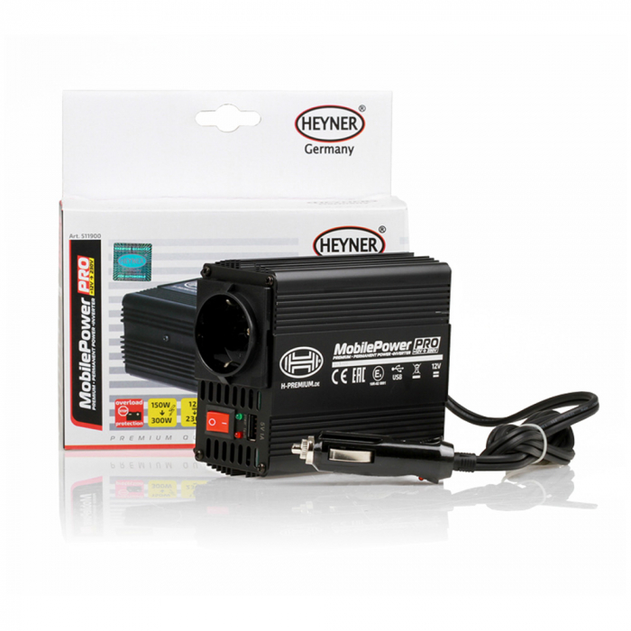 Invertor De Tensiune Heyner Premium Pro 150-300W Alimentare 12V Iesire 230V Cu Usb [6]