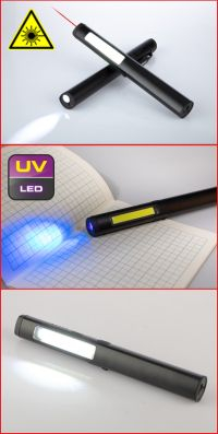 Led Cob Stripe Lampa De Inspectie 350 Lumeni Cu Led Uv Spot ?I Pointer Laser [2]