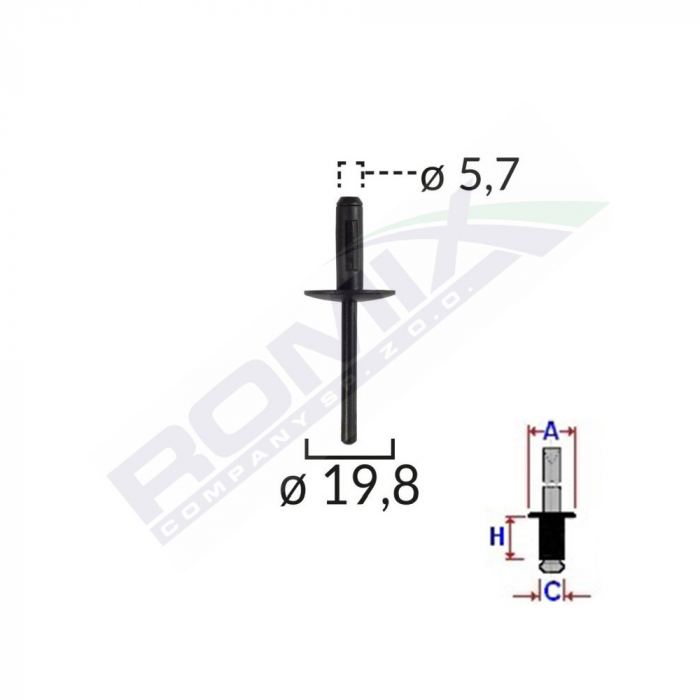 Popnit Plastic Universal 5.7X19.8Mm - Negru Set 10 Buc [2]