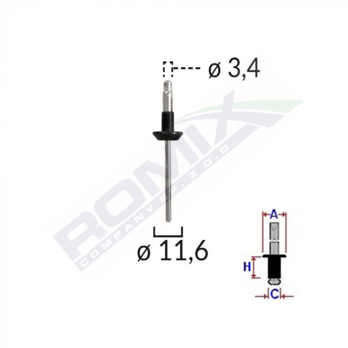 Popnit Volvo Universal 3.4X11.6Mm - Metalic Set 10 Buc [2]