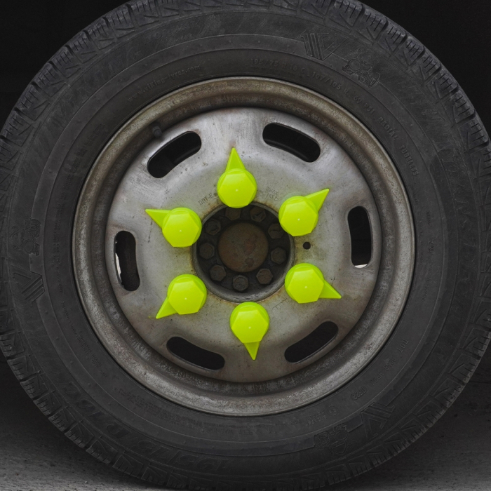 Set 10 Bucati Capac Plastic Pentru Prezon Roata Cu Indicator 33 Mm Neon Galben 54.5 Mm [7]