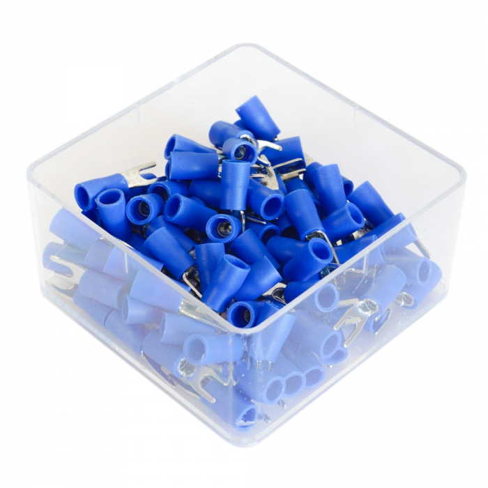 Set 100 Papuci Electrici Terminali Tip Furca Izolati 5.3Mm [2]
