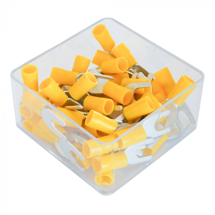 Set 100 Papuci Electrici Terminali Tip Furca Izolati 6.4Mm [2]