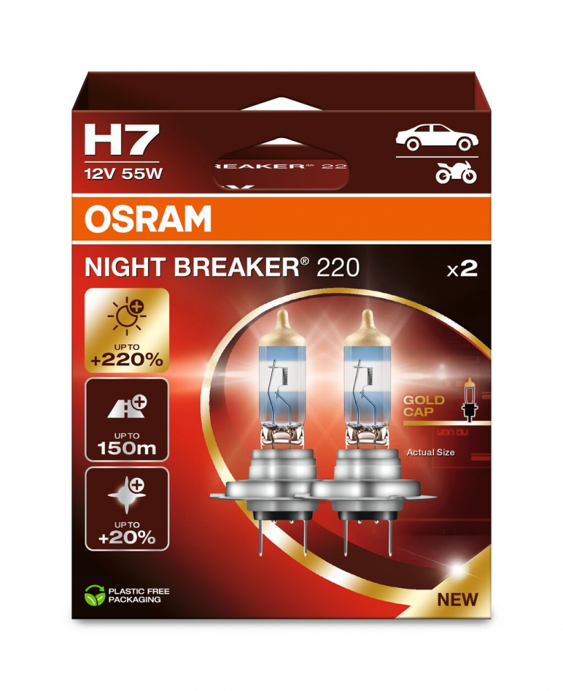 Set 2 Becuri 12V H7 55 W Night Breaker +220% Osram [2]
