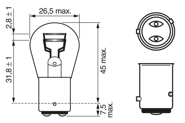 Set 2 Becuri 12V P21/4W 4W / 21W Pure Light (Blister) Bosch [2]